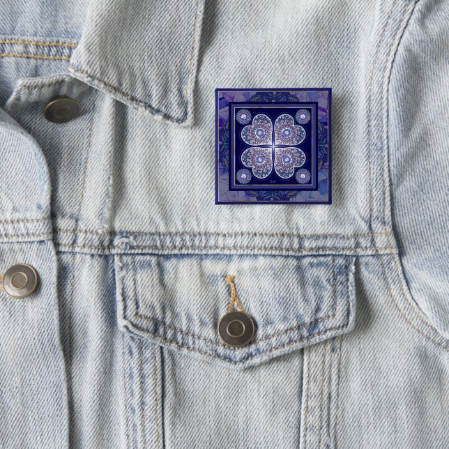blue rosace 15 cm square badge (In Situ)