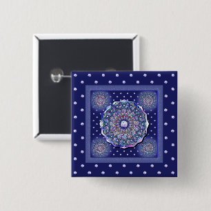 blue rosace 15 cm square badge