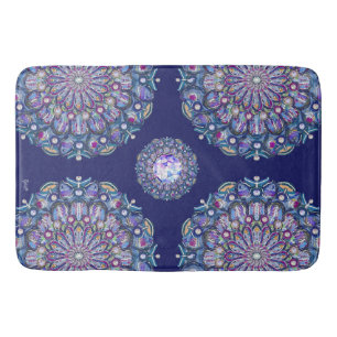 Blue Rosace Bath Mat