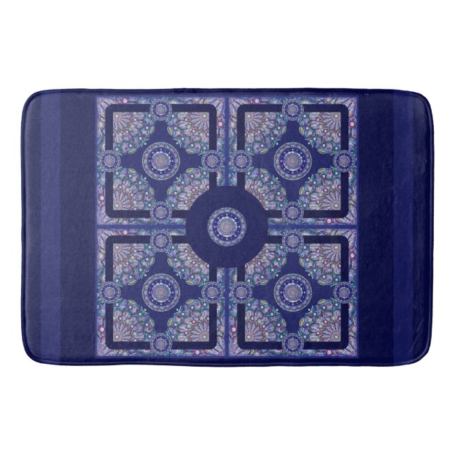 Blue Rosace Bath Mat (Front)