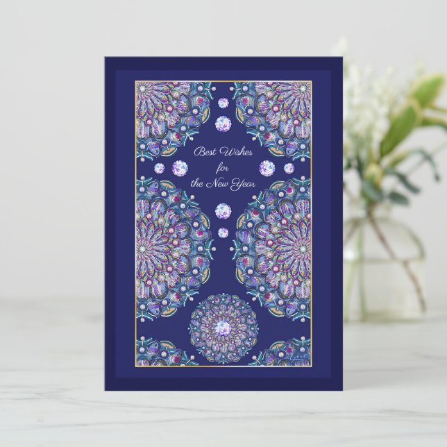 Blue Rosace Card (Standing Front)