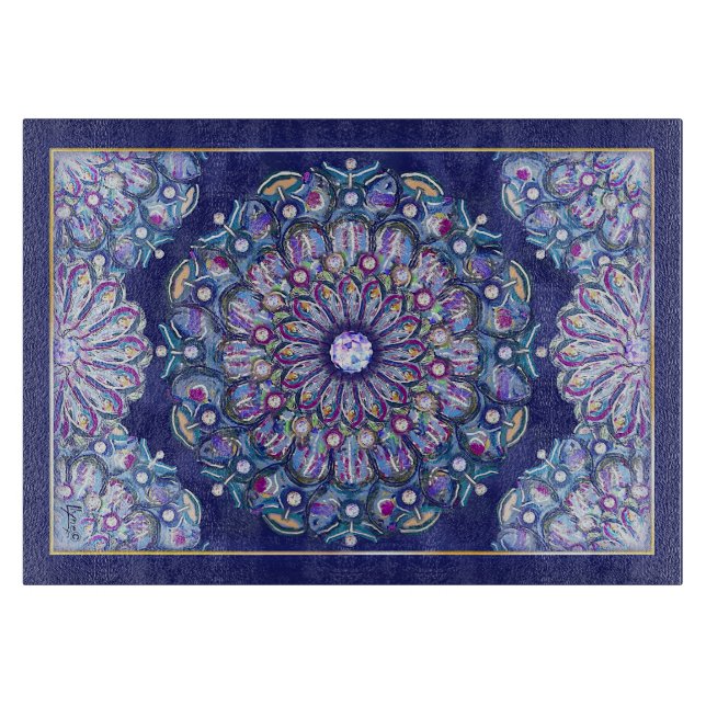Blue Rosace Cutting Board (Front)