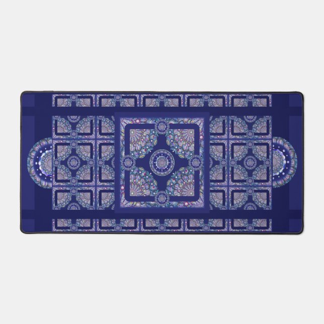 Blue Rosace Desk Mat (Front)