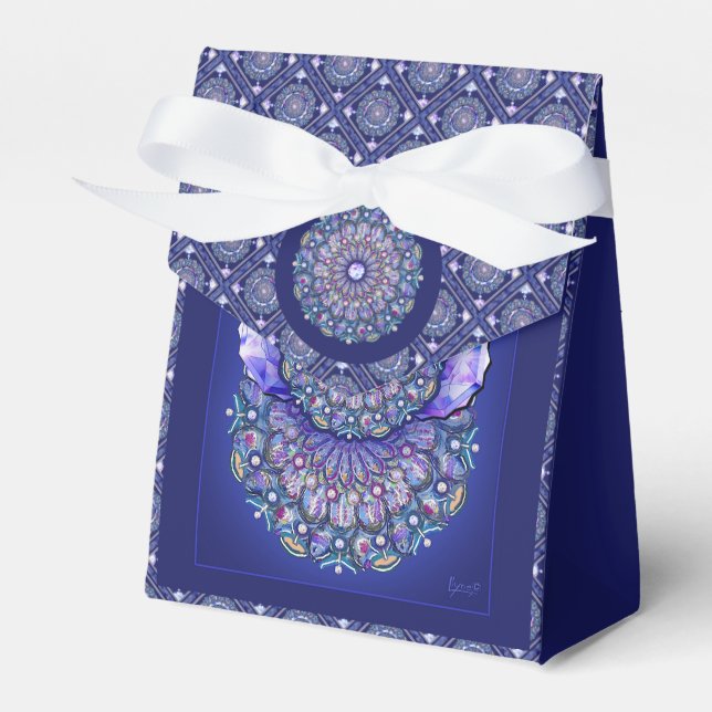 Blue Rosace  Favour Box (Front Side)