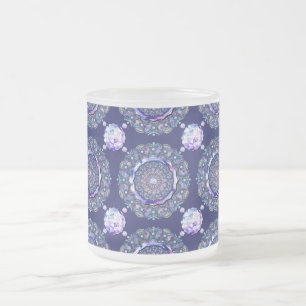 Blue Rosace Frosted Glass Coffee Mug