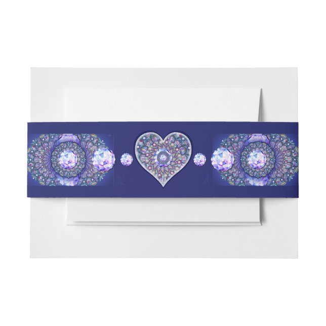 Blue Rosace Invitation Belly Band (Front Example)