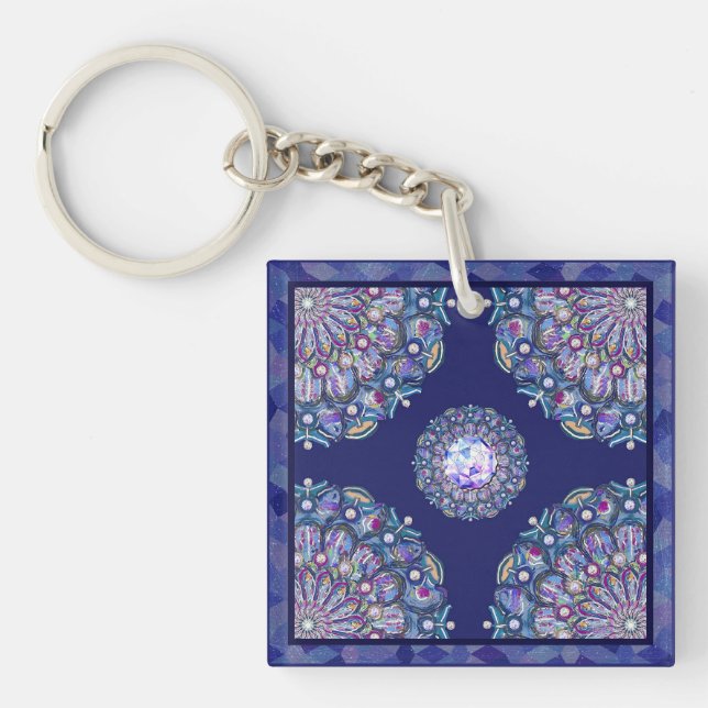 blue rosace key ring (Front)