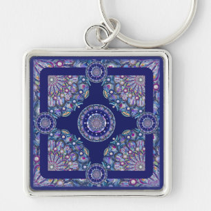 blue rosace key ring