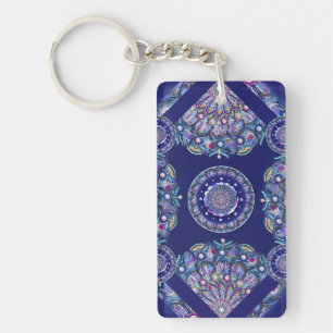 blue rosace key ring
