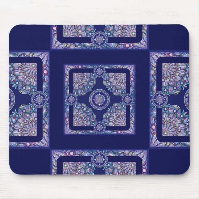 Blue Rosace Mouse Mat (Front)