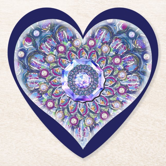 Blue Rosace Paper Coaster (Front)