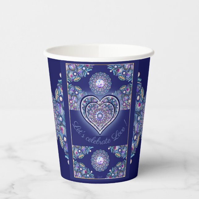 Blue Rosace Paper Cups (Left)