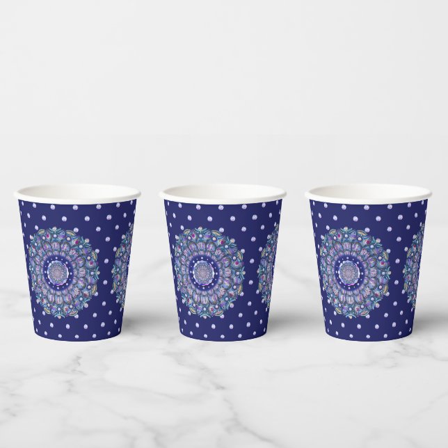 Blue Rosace Paper Cups (Multi)