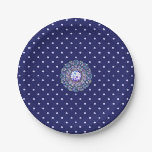 Blue Rosace Paper Plate