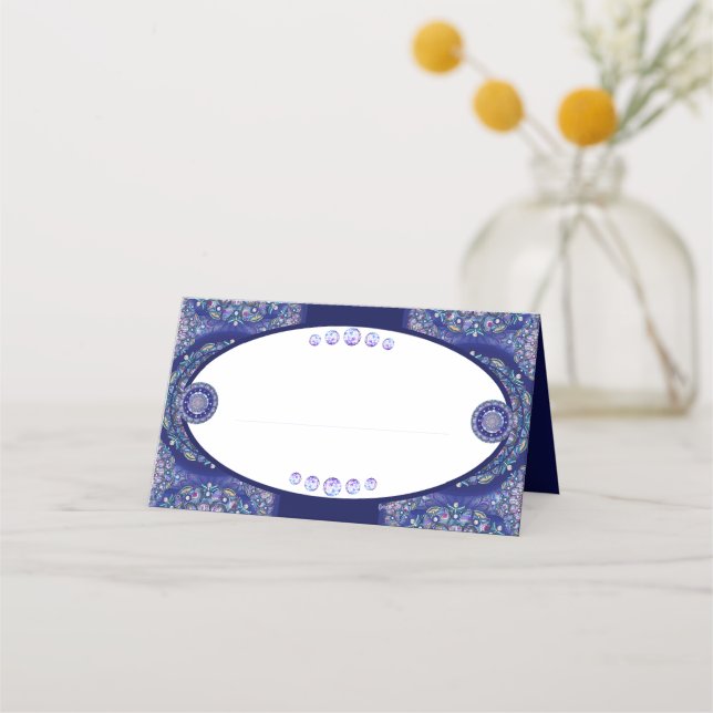 Blue Rosace Place Card (Front)