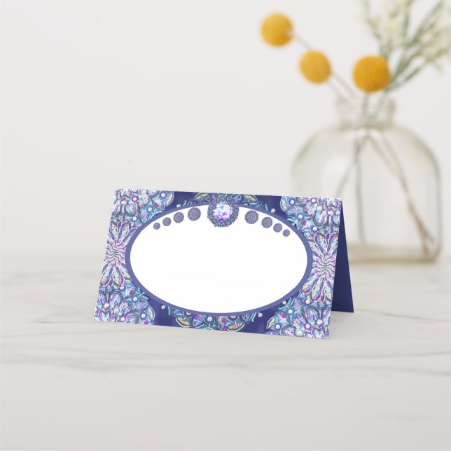 Blue Rosace Place Card (Front)