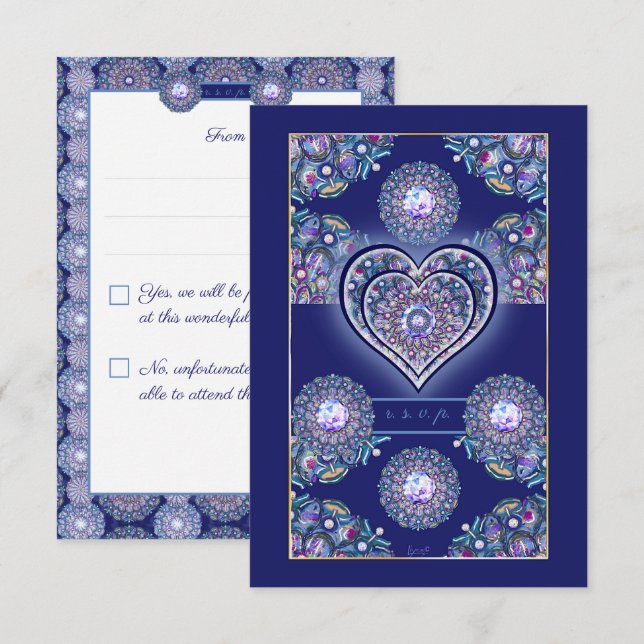 Blue Rosace RSVP Card (Front/Back)