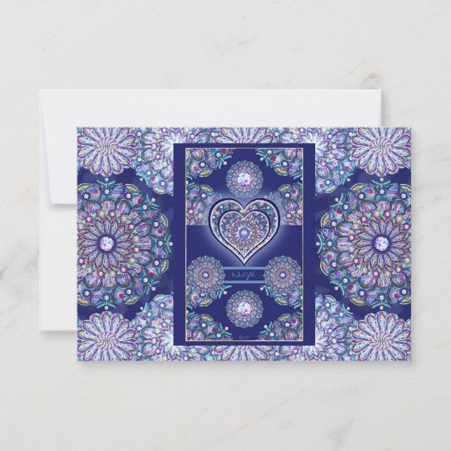 Blue Rosace RSVP Card (Front)