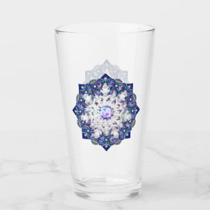 Blue rosace & snowflake glass