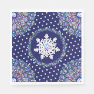 Blue rosace & snowflake napkin