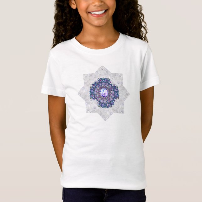 Blue rosace & snowflake T-Shirt (Front)