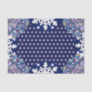 Blue rosace & snowflake tissue paper