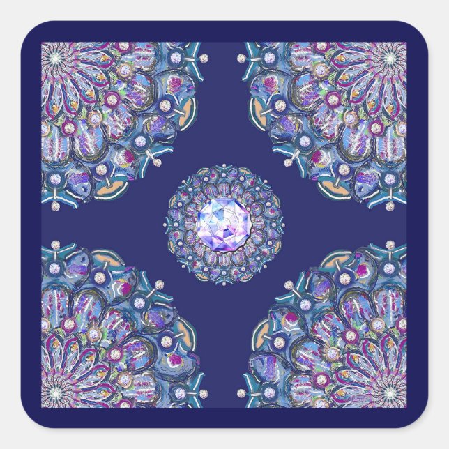 Blue Rosace Square Sticker (Front)