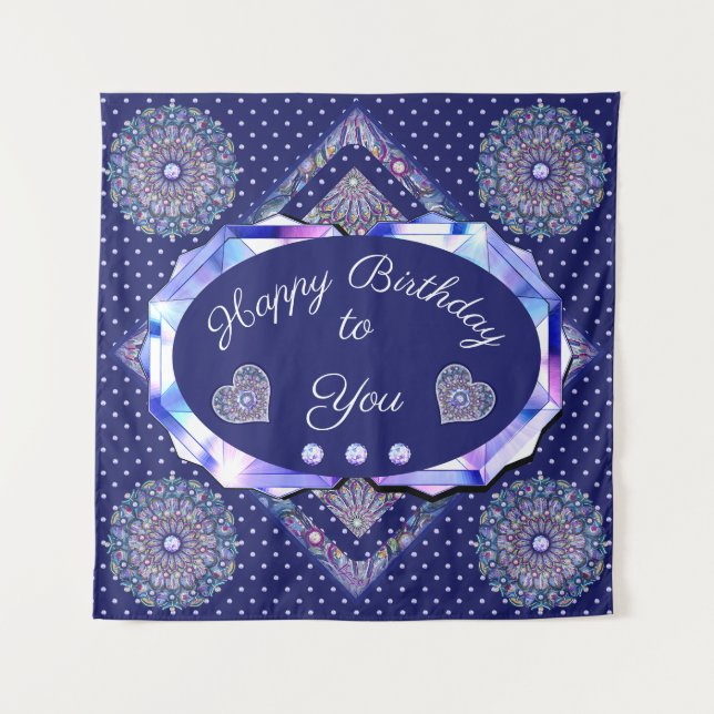 Blue Rosace  Tapestry (Front)