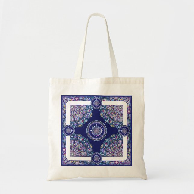 Blue Rosace Tote Bag (Front)
