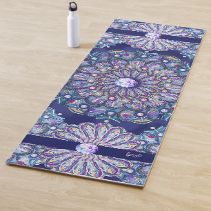Blue Rosace Yoga Mat