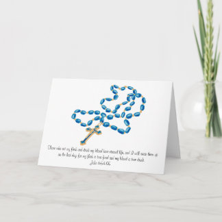 Blue Rosary First Holy Communion Card-John 6:54,55 Card