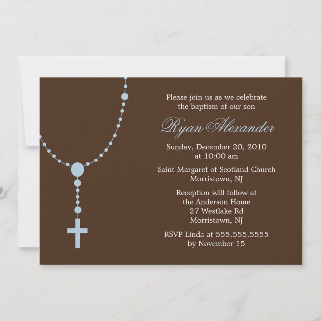 Blue Rosary Invitations (Front)