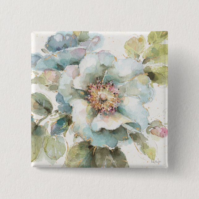 Blue Rose 15 Cm Square Badge (Front)