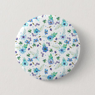 Blue rose 6 cm round badge
