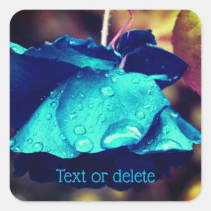 Blue Rose Abstract Flower Personalised Square Sticker