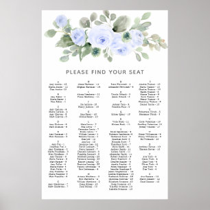 Blue Rose Alphabetical Wedding Seating Chart