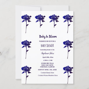 Blue Rose Baby In Bloom Girl Baby Shower 2024 Invitation