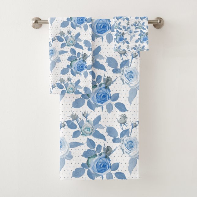 Blue Rose Bath Towel Set (Insitu)