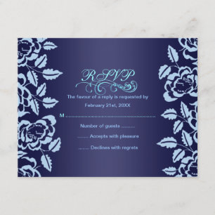 Blue Rose Birthday RSVP Card