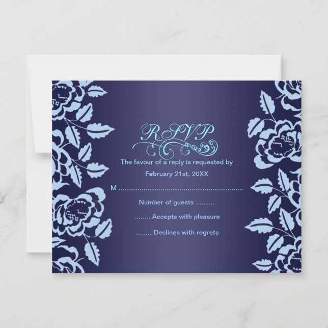 Blue Rose Birthday RSVP Card (Front)