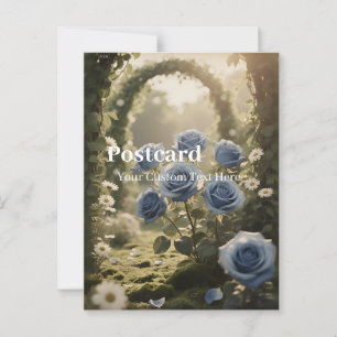Blue Rose Bloom – Elegant Romantic Message Postcard