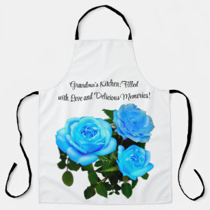 Blue rose blue flowers apron
