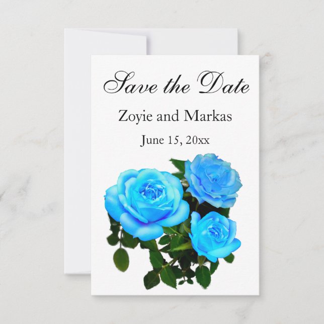 Blue rose blue flowers save the date (Front)