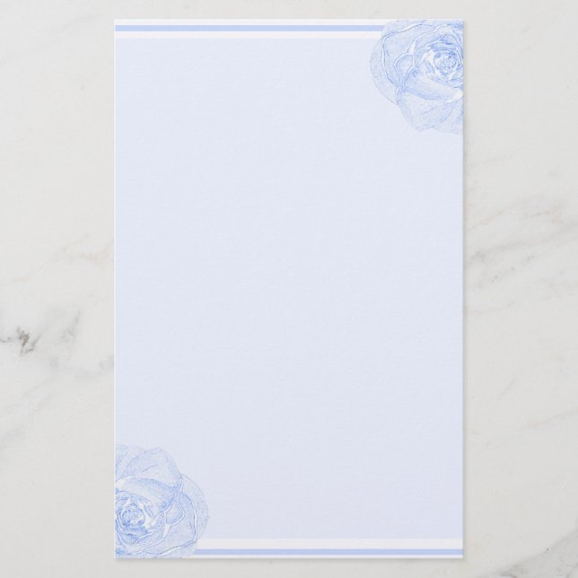 Blue Rose Border Stationery (Front)