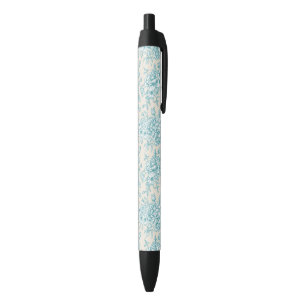 Blue Rose Bouquet Garden Floral Pattern Black Ink Pen