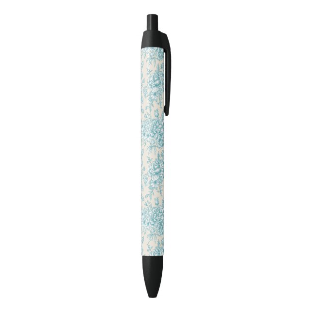 Blue Rose Bouquet Garden Floral Pattern Black Ink Pen (Bottom (Vertical))