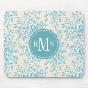 Blue Rose Bouquet Garden Floral Pattern Mouse Mat