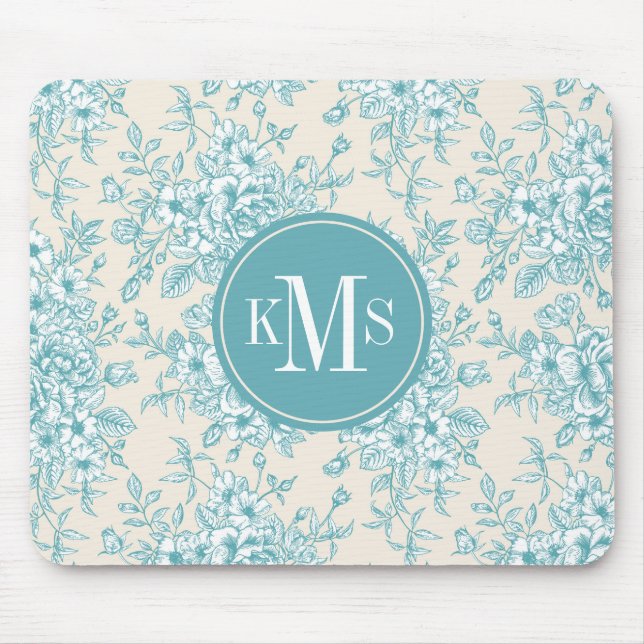 Blue Rose Bouquet Garden Floral Pattern Mouse Mat (Front)