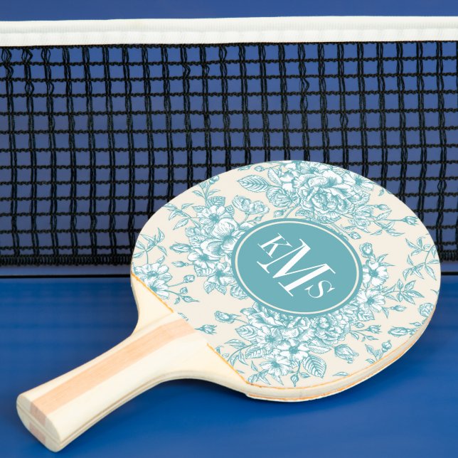 Blue Rose Bouquet Garden Floral Pattern Ping Pong Paddle (Insitu)
