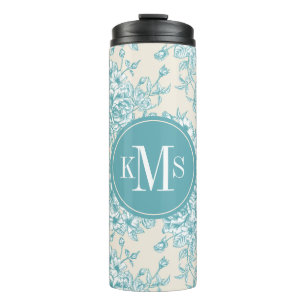 Blue Rose Bouquet Garden Floral Pattern Thermal Tumbler